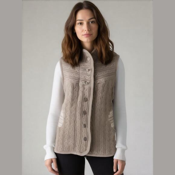 Bob Timberlake Gray Nordic Knit Insulate Cable Knit Heayweight Sleeveless Vest S - Picture 1 of 13